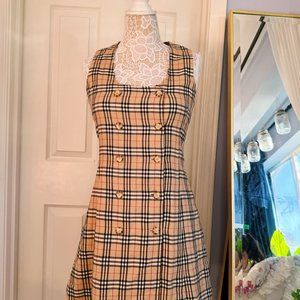 Burberry Beige Plaid Mini Dress